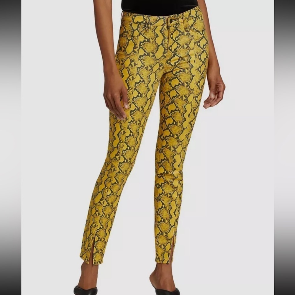 L'agence Jyothi High-Rise Split-Ankle Snake-Print Pants